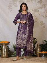 Embroidered Muslin Kurta With Pants & Dupatta