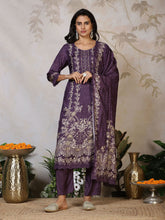 Embroidered Muslin Kurta With Pants & Dupatta