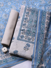 Printed Chanderi Unstitched Suit With Pant & Dupatta