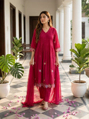 Printed Cotton Blend Kurta With Pant & Dupatta