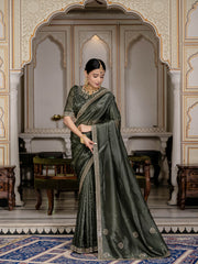 Sequence Embroidery Organza Saree