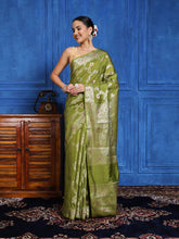 Zari Border Booti Cotton Blend Woven Saree