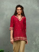 Neck Embroidered Art Silk Kurta