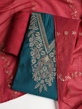 Neck Embroidered Cotton Blend Unstitched Suit With Dupatta