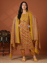Printed Cotton Blend Kurta With Pant & Dupatta