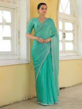 Embroidered Chinon Saree