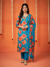 Printed Cotton Blend Kurta With Pant & Dupatta