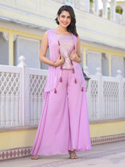 Sequence Chinnon Cape And Dhoti Skirt Set