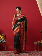 Woven Design Art Silk Black-Maroon Saree
