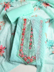 Chikan Work Georgette Unstitched Suit With Dupatta
