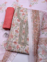 Printed Art Silk Unstitched Suit With Pant & Dupatta