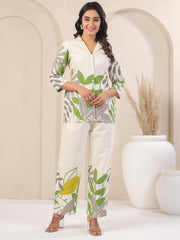 Printed Cotton Blend Shirt With Pants