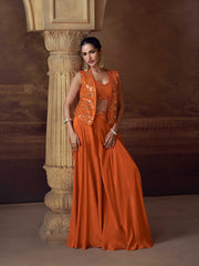 Embroidered Chinon Suit With Pant & Dupatta