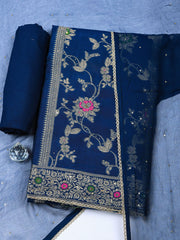 Woven Design Chanderi Unstitched Suit With Pant & Dupatta