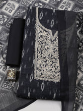 Embroidered Linen Blend Unstitched Suit With Pant & Dupatta