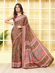 Floral Printed Crepe Saree