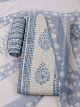 Embroidered Cotton Unstitched Suit With Pant Dupatta