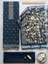 Embroidered Linen Blend Unstitched Suit With Pant & Dupatta