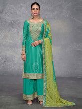 Embroidered Chinon Suit With Pant & Dupatta