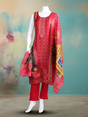 Embroidered Art Silk Kurta With Pant & Dupatta