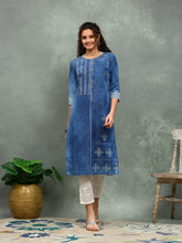Printed Denim Kurta