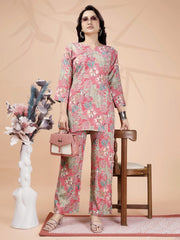 Printed Cotton Blend Kurta With Pants