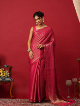 Plain Crepe Rani Saree