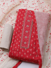 Neck Embroidered Cotton Blend Unstitched Suit With Dupatta