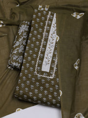Printed Cotton Blend Unstitched Suit With Dupatta