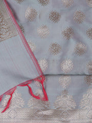 Floral Woven Booti Chanderi Unstitched Suit With Dupatta