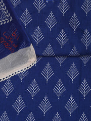 Printed Cotton Blend Unstitched Suit With Dupatta