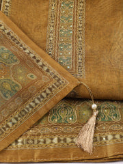 Neck Patti Chanderi Unstitched Suit With Dupatta