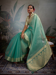 Woven Border Plain Art slik Saree