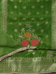 Woven Work Chanderi Unstitched Suit With Dupatta