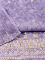 Neck Embroidered Cotton Blend Unstitched Suit With Dupatta