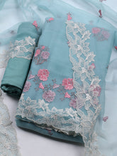 Embroidered Organza Unstitched Suit With Dupatta