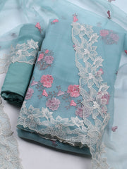Embroidered Organza Unstitched Suit With Dupatta
