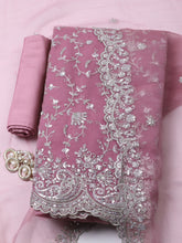 Embroidered Organza Unstitched Suit With Pant & Dupatta