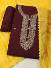 Neck Embroidery Chanderi Unstitched Suit Piece With Dupatta