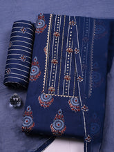 Embroidered Cotton Blend Unstitched Suit With Pant & Dupatta