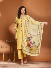 Embroidered Cotton Blend Kurta With Pant & Dupatta