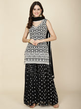 Zari Jaal Embroidered Georgette Kurta With Garara & Dupatta