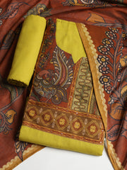 Printed Cotton Blend Unstitched Suit With Dupatta