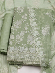 Embroidered Organza Unstitched Suit With Dupatta