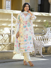 Printed Cotton Blend Kurta With Pants & Dupatta