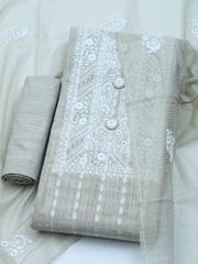 Neck Embroidered Cotton Blend Unstitched Suit With Dupatta
