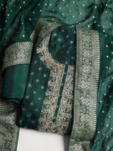 Neck Embroidered Chanderi Unstitched Suit With Dupatta