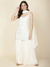 Resham Sequin Embroidered Georgette Kurta With Garara & Dupatta