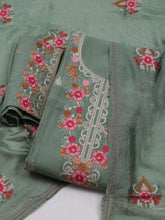 Neck Embroidered Chanderi Unstitched Suit With Dupatta