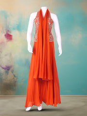 Embroidered Georgette Kurta With Pant & Dupatta